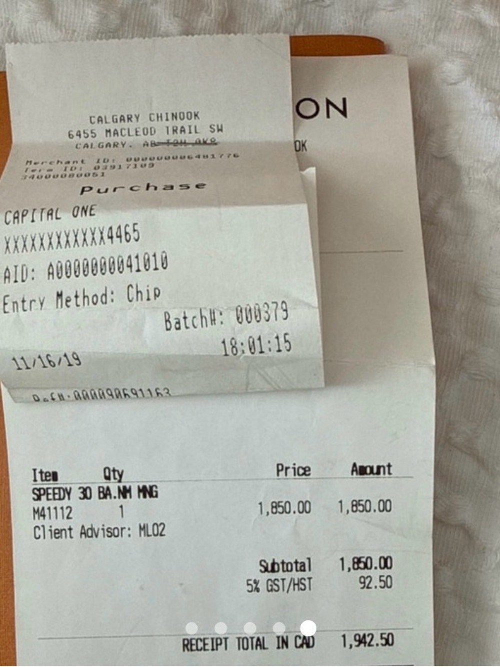 Louis Vuitton White and Tan Receipt Set
